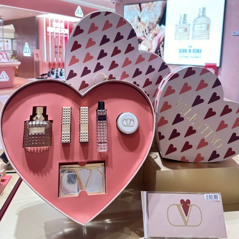 Valentino, gift box, set, lipstick, perfume, cosmetic soft heel for St. Valentine\'s Day, Birthday gift