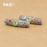 Красочная изогнутая трубка, аксессуары, серебро 925 пробы, 5мм, с драгоценным камнем