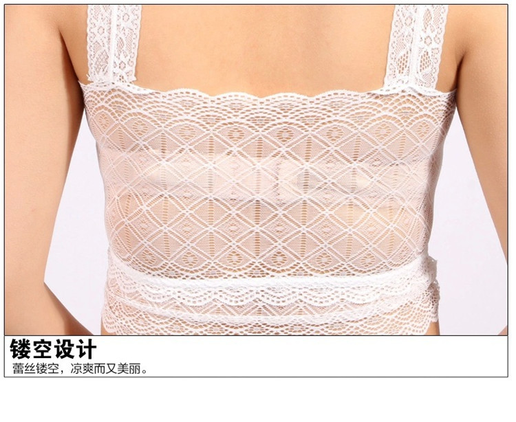 Mùa hè mỏng ren đen không ngực pad ngực trần bọc ngực kim cương cô gái cơ sở đồ lót chống ánh sáng rỗng áo áo ngực không gọng