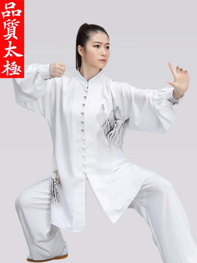 New hand-drawn Tai Chi-style men and women Chinese style martial arts wear fugitive tai chi boxing dress morning practice set