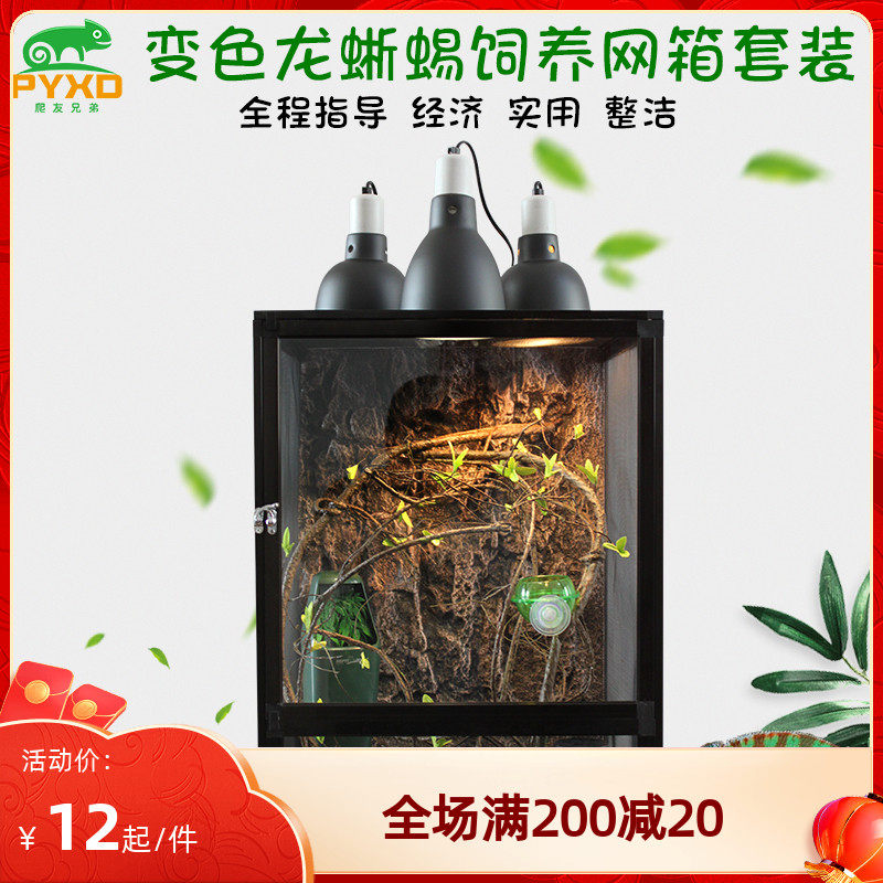 Chameleon green hyena rearing box net suit lizard rearing box full set of high-crowned seven-colored rearing high box