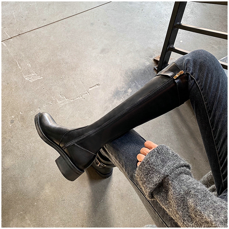 However, the knee boots women's new plush knight boots for fall/winter 2021 are genuine leather high barrel thin boots