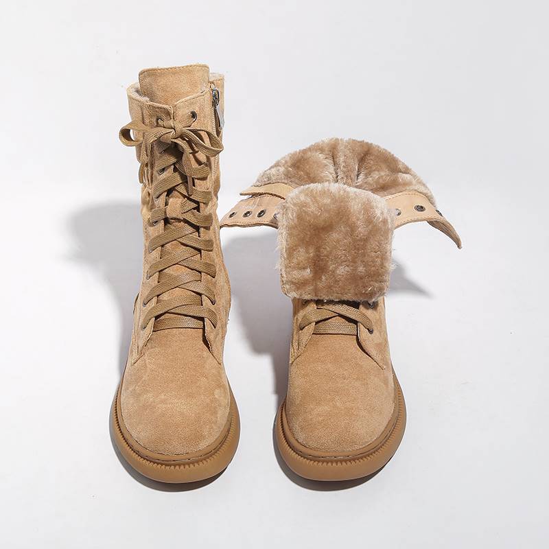 Martin Boots Women's Fall/Winter 2022 New Fur Integrated Plush Thick cotton shoes with flat snow boots