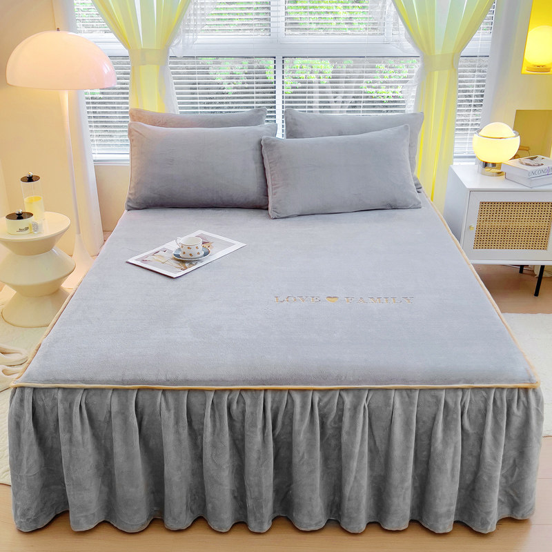 New Products Milk Suede Bed Skirt Dirty Suede Bed Cover Single Mattress Skirt Thickened Non-slip Mat Dreams protective sleeve sheet cover-Taobao