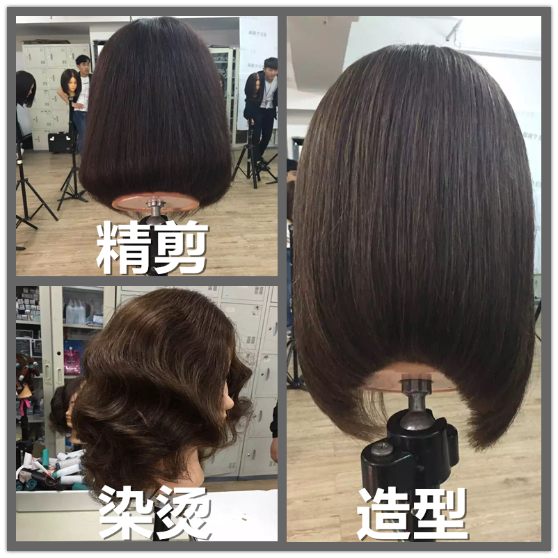 Full Real Hair Model Apprentice Practicing Hand Cut Hair Precision Haircut Model Head Fake Person Head Haircut Shop Dye Blanching and Scalding Blow