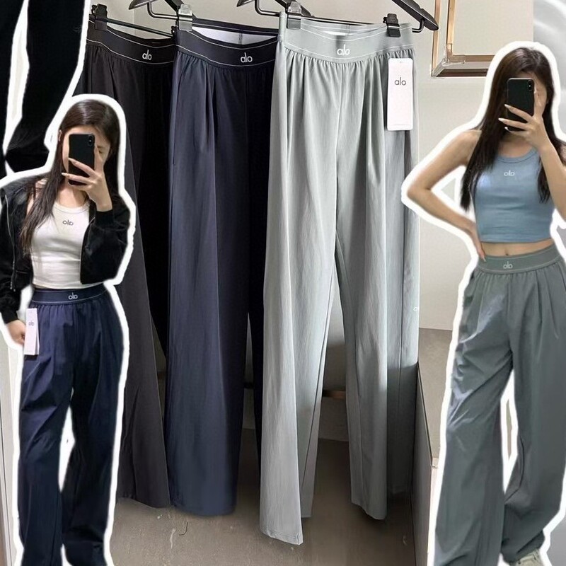 Authentic Alo High-Waisted Woven Yoga Pants for Women, Loose and Drapey Casual Pants, Slimming Sports Wide-Leg Pants for Outdoor Wear