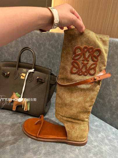 马丁靴女2025夏季新款长筒靴复古凉靴西部牛仔裤管靴罗马堆堆靴子