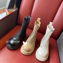 Thick-soled Martin boots summer thin female 2021 new mesh boots hollow boots leather boots breathable cigarette tube boots women