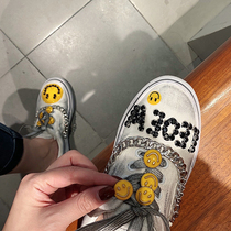 Personality smiley thick-soled white shoes womens 2021 summer new net red Korean version of wild graffiti casual low-help shoes