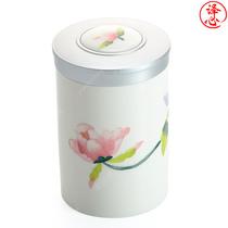 Kung Fu tea set hand-painted white porcelain creative straight two-two tea cans Ceramic small portable sealed storage cans