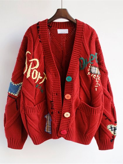 秋季2024新款慵懒风开衫毛衣女装外套宽松短款针织衫秋冬上衣加厚