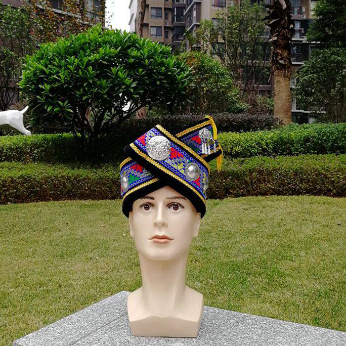 Minority hat Guangxi Lusheng dance performance headgear Yunnan Guizhou Miao and Dong festival cloth hat gourd