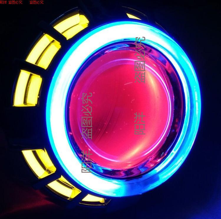 UM125T lắp đặt không phá hủy đôi mắt thiên thần xenon đèn đôi ống kính quỷ mắt xe máy đèn pha xe máy vuông