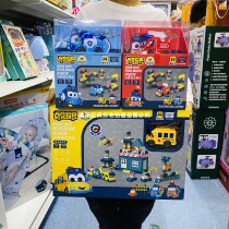 Mr. Man a variety of school bus building blocks school bus fire truck police car early education intellectual particles Assembly toys