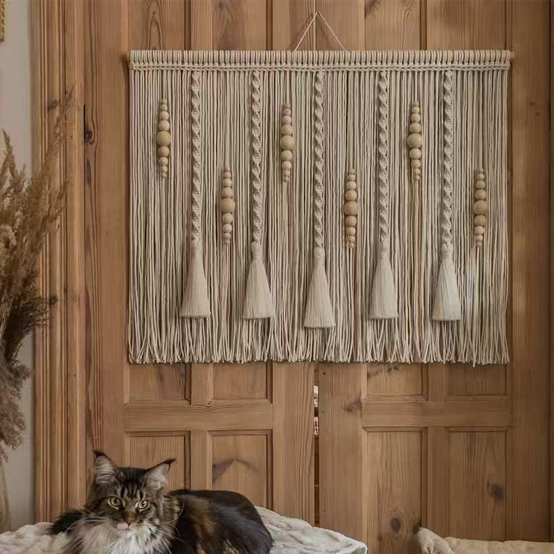 Japanese-Style Vintage Wood Woven Tapestry Wall Hanging Home Decor Nordic Meter Box Cover Guesthouse Bedroom Background Wall