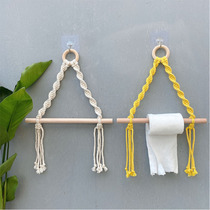 Nordic style hand-woven shelf tapestry toilet non-perforated tissue rack box toilet sanitary roll box holder