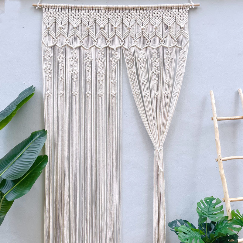 Bohemian Handmade Woven Door Curtain Macrame Curtain Partition Curtain Cotton Rope ins Style Entrance Curtain Door Frame Decoration
