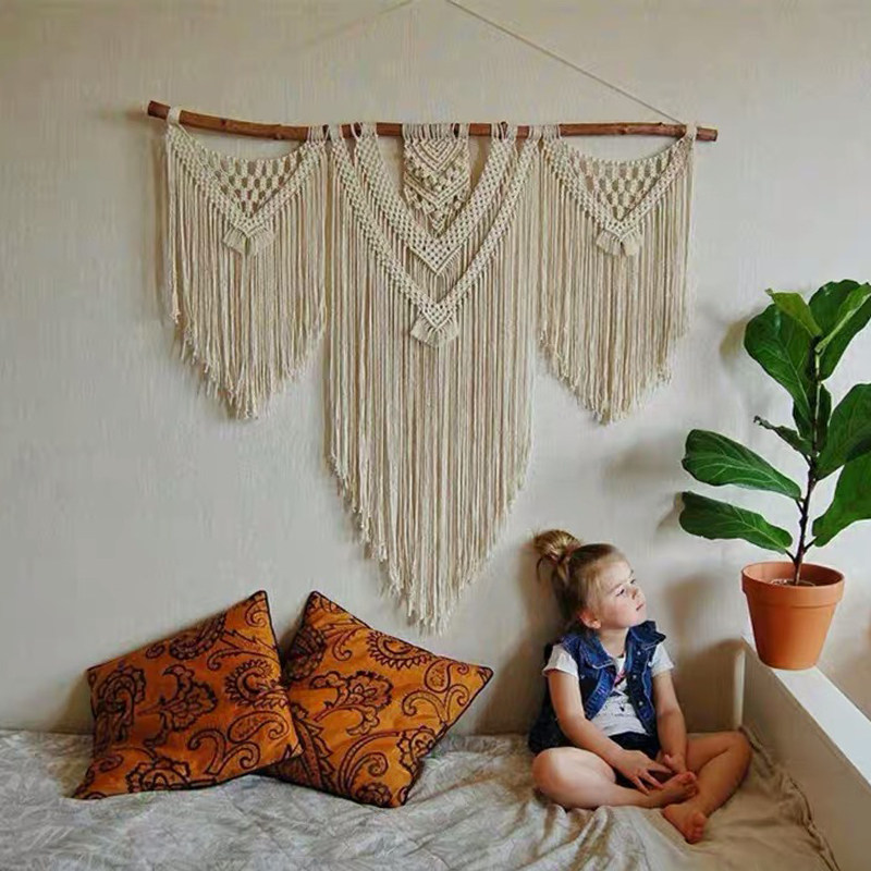 Nordic Wind Woven Tapestry Living Room Wall-mounted Painting Bedroom Bedside Decorated Folk-Like Board Room Hotel Soft-mounted Wall-mounted Blanket