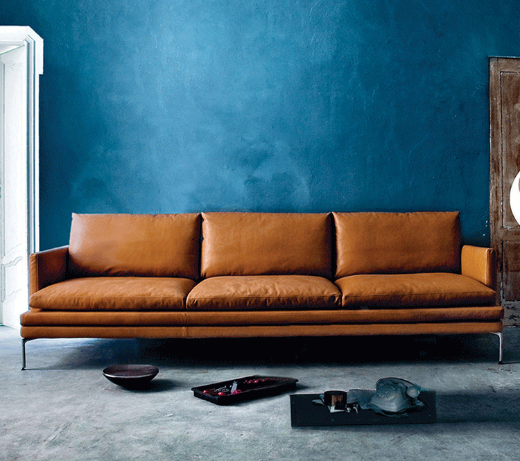 Sofa da Bắc Âu căn hộ nhỏ ba phòng khách kết hợp phong cách Ý ánh sáng sang trọng hiện đại tối giản lớp đầu tiên da công nghiệp gió - Ghế sô pha sofa tân cổ điển