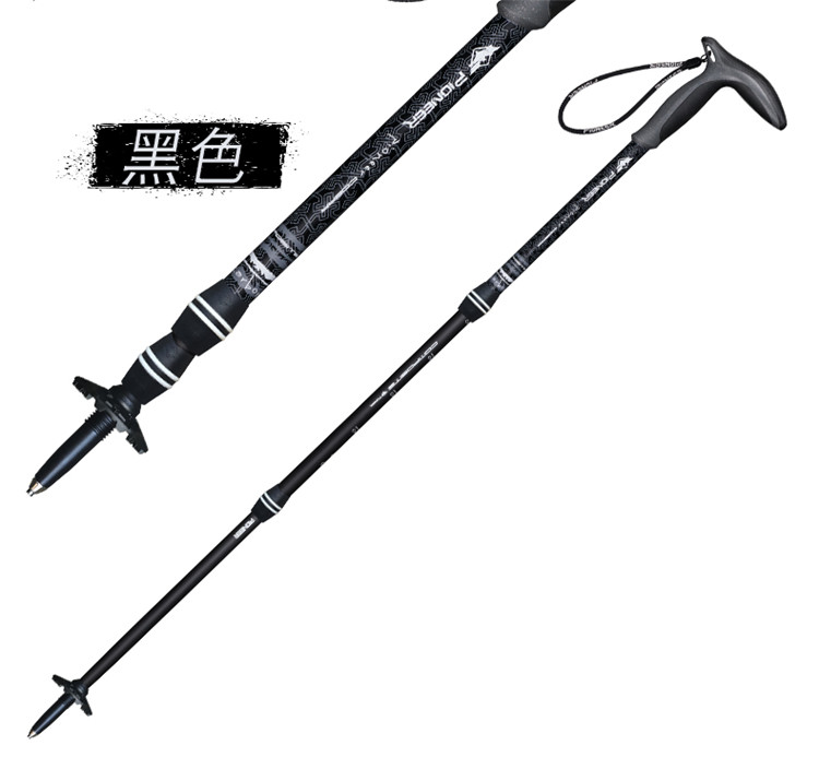 Trailblazer sợi carbon trekking cực carbon kính thiên văn cong tay cầm T xử lý mía cũ nạng siêu nhẹ ba phần siêu ngắn - Gậy / gậy gậy chống lưng