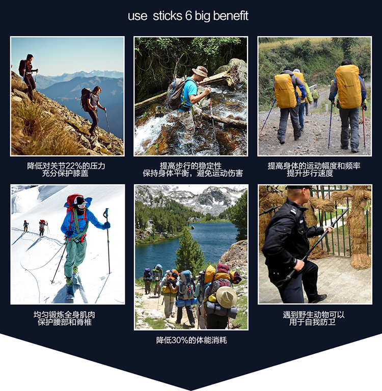 Trailblazer trekking cực bên ngoài khóa dày ba phần 7075 telescopic điều chỉnh siêu nhẹ siêu ngắn gậy đi bộ - Gậy / gậy gậy cho người khiếm thị