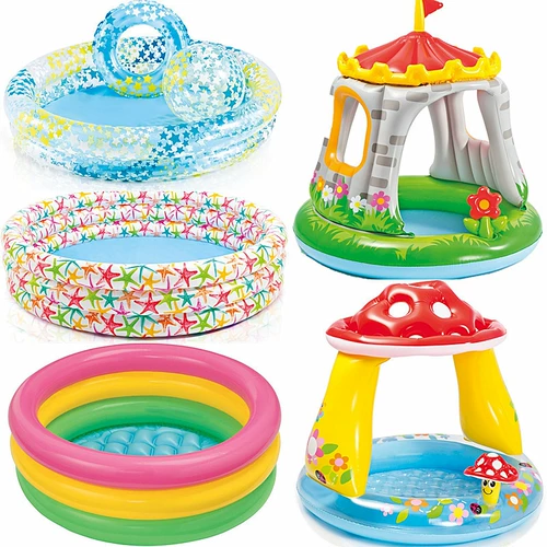 INTEX Надувной воздушный шар для рыбалки, бассейн с шариками, горка, увеличенная толщина