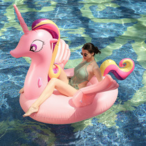 2024 New Pink Unicorn Floating Row Adult Inflatable Water Mount Floating Bed Swimming Pool Internet Celebrity Water Toy