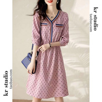 Foreign trade Export Italy Grand card Women in stock Eurostock Original single line Brand Cut Mark Early Autumn Ocean Qi-less Lions dress