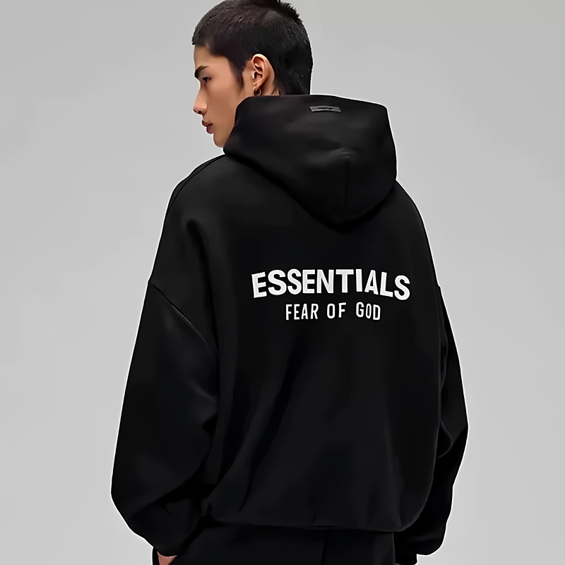 New Style Laminated Essentials American Niche Trendy Brand Autumn and Winter Fleece-Lined Loose Casual Fog Hooded Sweatshirt for Men