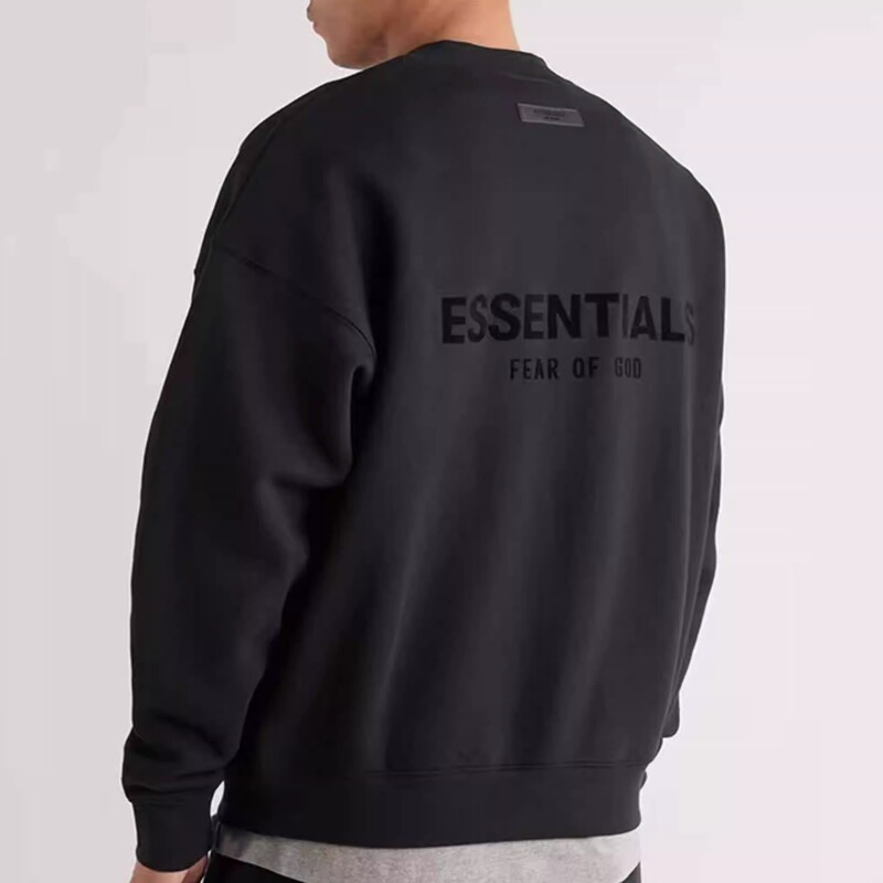 Essentials Multi-Line Fog Velvet Hoodless Crewneck Sweatshirt American Style Unisex High Street Loose Fit Autumn and Winter
