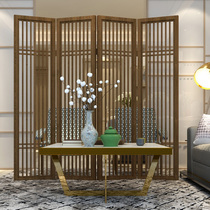 Japanese lattice screen bedroom shielding home solid wood folding mobile living room porch partition fabric folding screen