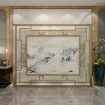 New Chinese style Solid Wood Hollow screen partition living room hotel dining room entrance screen semi-transparent gauze screen removable
