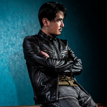 Mochen Xiaobei same locomotive clothing leather leather clothing mens stand collar slim head layer pure cowhide leather jacket tide jacket