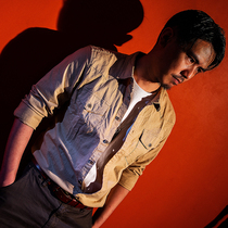 Mochen Amei Kazi military style retro tooling washed old pleated cotton pocket slim long sleeve shirt