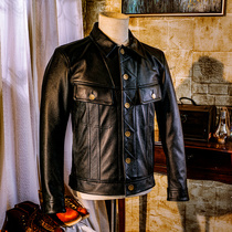 Mochen mens leather short lapel cowhide leather cowhide leather cowhide car slim casual jacket