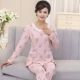 Bộ đồ ngủ cotton dài tay mùa xuân và mùa thu cho phụ nữ phù hợp với mẹ mùa thu bộ nỉ nữ mùa đông