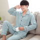 Mens đồ ngủ mùa xuân và mùa thu bông bộ dài tay của trung niên kích thước cardigan cha bông quần áo nhà lớn chất béo.