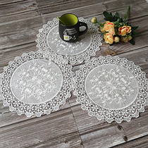 White lace fabric embroidery table mat Coaster plate mat Tea mat Jewelry mat Non-slip mat Round insulation mat