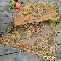 Foreign trade Korean hand-beaded mesh embroidery tablecloth European fabric multi-purpose dust cover cover cloth Tea plate cover towel