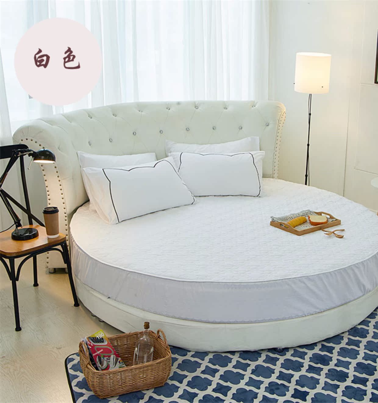 Có thể tùy chỉnh Bông trải giường tròn bông Tấm trải giường cotton đơn mảnh đặt đôi 2.0 m 2.2 nệm tròn Ga phủ giường Everon