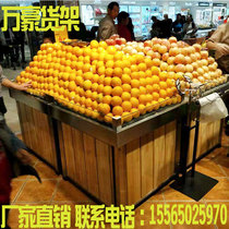 Factory customized supermarket stainless steel fruit rack vegetable frame steel wood countertop fresh fruit and vegetable promotion table pile head