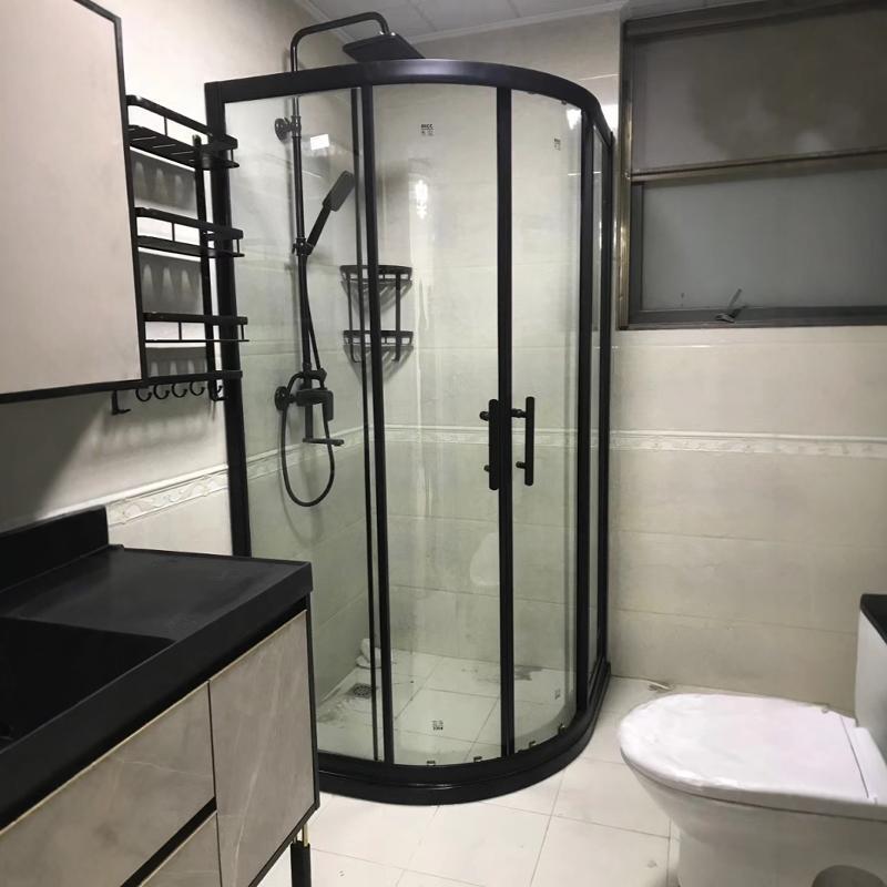 Shower Room Arc Fan-Shaped Space Aluminum Overall Bathroom Glass Partition Dry and Wet Separation Tempered Glass Door Bath Room