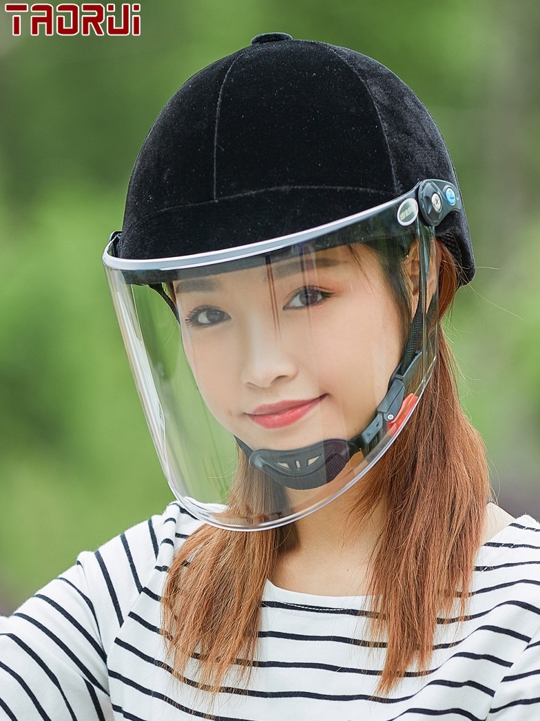 Toray electric car safety helmet female velvet summer safety sunscreen cap battery spring and autumn four seasons warm half helmet female