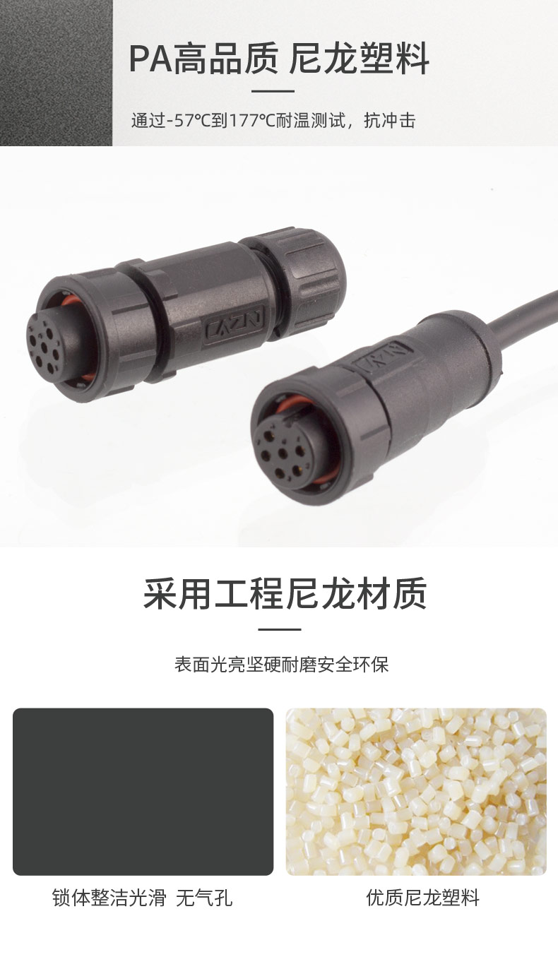 螺纹式塑胶防水连接器ALTW 5/8美规牙圆形接头4芯12孔航空插头iP6-阿里巴巴