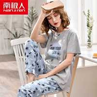 Bộ đồ ngủ cotton mùa hè ở Nam Cực Quần ngắn tay nữ phiên bản Hàn Quốc của sinh viên mới có thể mặc dịch vụ tại nhà phù hợp với áo hai dây thời trang nữ cao cấp