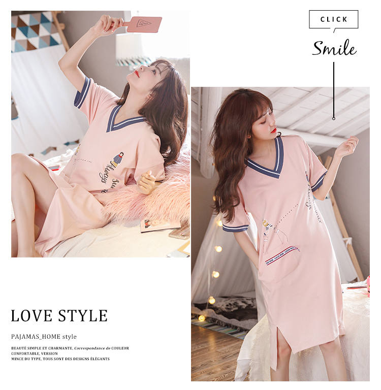 Mùa hè ở Nam Cực phiên bản Hàn Quốc của các quý cô cotton ngắn tay áo ngủ kích thước lớn đồ ngủ dễ thương cô gái váy gợi cảm phục vụ nhà đồ ngủ gợi cảm