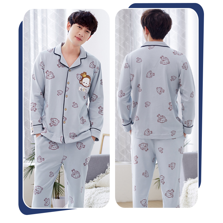 Bộ đồ ngủ đôi mùa xuân và mùa thu ở Nam Cực dành cho nữ cotton dài tay mùa hè nam XL dịch vụ tại nhà phù hợp với phiên bản Hàn Quốc bộ pijama nam