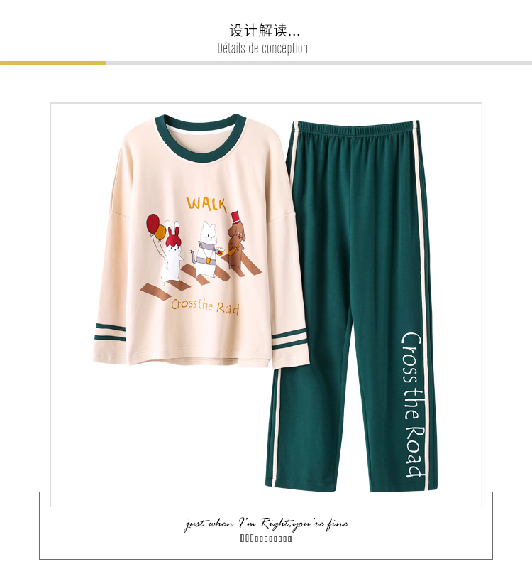 Bộ đồ ngủ nam cực ngắn mùa xuân và mùa thu nữ cotton dài tay dễ thương Phiên bản Hàn Quốc có thể mặc bên ngoài nhà quần áo mỏng phù hợp pijama đôi
