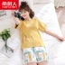 Đồ ngủ nam cực nam mùa hè ngắn tay cotton hai mảnh phù hợp với dịch vụ gia đình Hàn Quốc phim hoạt hình đồ ngủ cotton mỏng xu hướng thời trang 2021 Bộ Pajama