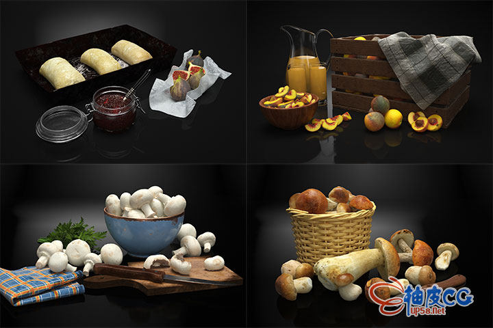 食品水果干果蔬菜餐饮器皿高精度3D模型